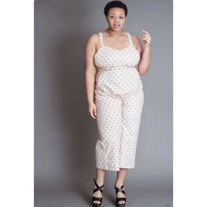 Field Day Made in CA USA Juniper Cotton Pink Four Square Crop Jumpsuit size S